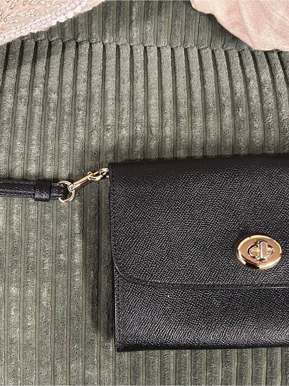 Black Leather Marlow wristlet clutch